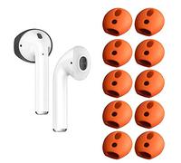 OneCut Lot de 5 paires d'embouts en silicone compatibles avec AirPods 1 et 2, antidérapants, anti-rayures et souples pour écouteurs/écouteurs Orange