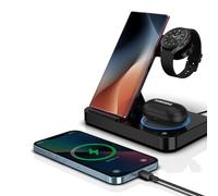 OneCut Station de charge inductive 4 en 1 pliable pour Samsung S24 S23 S22 Ultra S21 Z Flip 5 Z Fold 5 Note20 Galaxy Buds Chargeur sans fil pour Galaxy Watch 6/5 Pro/4/3/Active 2/1