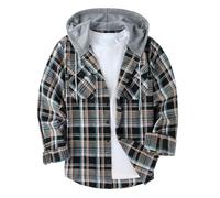 Onedog Chemise Homme en Flanelle à Carreaux Décontractée - Chemise de Chasse à Capuche Manches Longues avec Deux Poches Poitrine