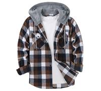 Onedog Chemise Homme en Flanelle à Carreaux Décontractée - Chemise de Chasse à Capuche Manches Longues avec Deux Poches Poitrine