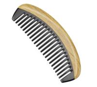 Onedor Peigne à cheveux extra long fait à la main 100% bois de santal vert naturel avec corne de buffle à dents fines - Antistatique parfum de santal Peigne démêlant en bois (ovale à dents larges)