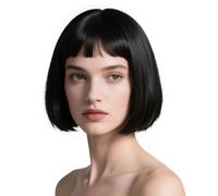 Onedor Perruque Bob Cosplay Flapper Droite Courte de 26cm pour Femme - Options de Couleur Multiples (Noir)