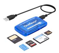 Onefavor SmartMedia Lecteur de Cartes graveur Universel Tout-en-Un USB Multi-Cartes Hub Fin Lecture Smart Media SD, XD, CF, MMC, MS Pro Duo, Lecteur de Cartes mémoire Flash pour Windows, Mac, Linux
