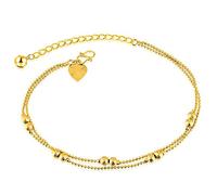 Onefeart 18K Plaqué Or Bracelet de Cheville pour les Femmes Filles Couche Double Chaîne de Pied Wedding Gifts 25CM Gold