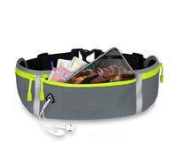 ONEFLOW Active Pro Ceinture de course pour Huawei Pura 70 Pro, avec 3 compartiments, respirant, sac banane pour téléphone portable, étanche, gris