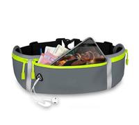 ONEFLOW Active Pro Ceinture de course pour Motorola Moto E15, avec 3 compartiments, respirant, sac banane pour téléphone portable, pour le jogging, étanche, gris