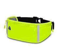ONEFLOW Active Pro Ceinture de course pour Oppo Reno12 Pro 5G, avec 3 compartiments, respirant, sac banane pour téléphone portable, pour le jogging, étanche, vert