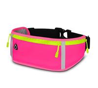 ONEFLOW Active Pro Ceinture de course pour Poco F5 avec 3 compartiments, respirant, sac banane pour téléphone portable, étanche, rose vif