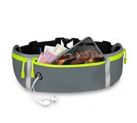 ONEFLOW Active Pro Ceinture de course pour Realme 12 Pro/12 Pro Plus 5G, avec 3 compartiments, respirant, sac banane pour téléphone portable, étanche, gris
