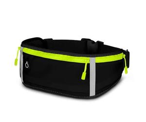 ONEFLOW Active Pro Ceinture de course pour Realme 12 Pro/12 Pro Plus 5G, avec 3 compartiments, respirant, sac banane pour téléphone portable, étanche, noir