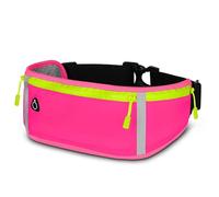 ONEFLOW Active Pro Ceinture de course pour Realme 14 Pro 5G, avec 3 compartiments, respirant, sac banane pour téléphone portable, étanche, rose vif