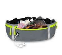 ONEFLOW Active Pro Ceinture de course pour Redmi Note 13 5G, avec 3 compartiments, respirant, sac banane pour téléphone portable, pour le jogging, étanche, gris