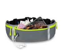 ONEFLOW Active Pro Ceinture de course pour Redmi Note 14 Pro+ 5G, avec 3 compartiments, respirant, sac banane pour téléphone portable, pour le jogging, étanche, gris