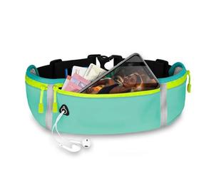 ONEFLOW Active Pro Ceinture de course pour Samsung à partir de S24, avec 3 compartiments, respirant, sac banane pour téléphone portable, sac banane étanche, Blue Energy, Samsung Galaxy S26 Plus