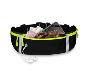 ONEFLOW Active Pro Ceinture de course pour Ulefone - Avec 3 compartiments - Respirante - Pour téléphone portable - Étanche, Noir maximum, Ulefone Note 22, Utilité