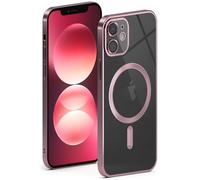 ONEFLOW Aura - Coque de protection pour Apple iPhone 11 - Compatible avec MagSafe - Avec protection de l'appareil photo - Pour chargement sans fil inductif - En silicone transparent - Rose