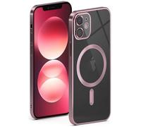 ONEFLOW Aura - Coque de protection pour Apple iPhone 12 - Compatible avec MagSafe - Avec protection de l'appareil photo - Pour chargement sans fil inductif - En silicone transparent - Rose