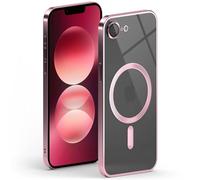 ONEFLOW Aura - Coque de protection pour iPhone 16e, compatible avec MagSafe - Avec protection de l'appareil photo - Pour chargement sans fil inductif - En silicone transparent - Rose