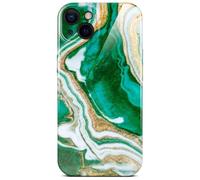 ONEFLOW Bliss Coque de protection pour iPhone 13, aspect marbré, avec protection de l'appareil photo, motif marbré, vert, doré, blanc