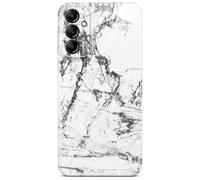 ONEFLOW Bliss Coque de protection pour Samsung Galaxy A14 (4G/5G) - Aspect marbre - Avec protection de l'appareil photo - Motif : coque rigide à paillettes - Marbre gris blanc