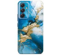 ONEFLOW Bliss Coque de protection pour Samsung Galaxy A54 5G, aspect marbré, design avec protection de l'appareil photo, motif : coque rigide à paillettes, marbré, bleu doré