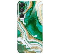ONEFLOW Bliss Coque de protection pour Samsung Galaxy A55 5G - Aspect marbre - Avec protection de l'appareil photo - Motif : paillettes - Vert doré blanc