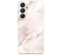 ONEFLOW Bliss Coque de protection pour Samsung Galaxy A55 5G - Aspect marbre - Avec protection de l'appareil photo - Motif : paillettes - Marbre - Rose crème