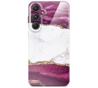 ONEFLOW Bliss Coque de protection pour Samsung Galaxy A55 5G - Aspect marbre - Avec protection de l'appareil photo - Motif : paillettes - Rouge doré blanc