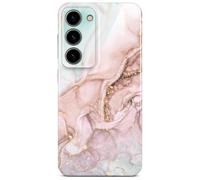 ONEFLOW Bliss Coque de protection pour Samsung Galaxy S23, aspect marbré, avec protection de l'appareil photo, motif : coque rigide à paillettes, marbré, rose et gris