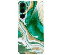 ONEFLOW Bliss Coque effet marbre pour Samsung Galaxy A35 5G, coque arrière design avec protection d'appareil photo, paillettes vertes et dorées