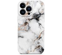ONEFLOW Bliss Coque pour iPhone 14 Pro Max, effet marbre, étui de protection pour téléphone portable avec protection de caméra, motif de coque rigide, coque de téléphone pailletée marbrée, Blanc Or