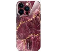 ONEFLOW Bliss Coque pour iPhone 16 Pro, coque effet marbre, étui de protection pour téléphone avec protection de caméra, coque rigide à motif pailleté marbré, Rouge Or