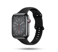ONEFLOW Bracelet souple fin compatible avec Apple Watch SE 3 (44 mm) - Bracelet de sport pour femme - Fin - En silicone souple - Bracelet de rechange fin en silicone noir