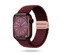 ONEFLOW Casual Loop Compatible avec Apple Watch SE 3 (40 mm) - Bracelet tressé élastique en textile iWatch pour homme et femme - Fermeture magnétique - Bordeaux