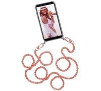 ONEFLOW Chaîne de téléphone portable amovible compatible avec Apple iPhone 15 Pro Max - Coque avec cordon, coque de téléphone portable avec chaîne en métal à porter autour du cou, or rose