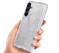 ONEFLOW Coque à paillettes pour Samsung Galaxy A15 (4G/5G) - Avec protection de l'appareil photo - Coque élégante scintillante - Fine - En TPU - Compatible Qi - Argenté