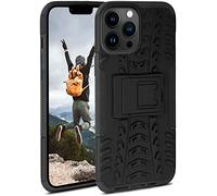 ONEFLOW Coque compatible avec Apple iPhone 13 Pro Max - Coque extérieure antichoc, étui de téléphone avec support, appareil photo et protection d'écran, étui rigide, Obsidian - Noir