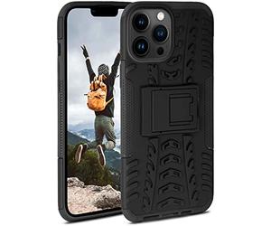 ONEFLOW Coque compatible avec Apple iPhone 13 Pro Max - Coque extérieure antichoc, étui de téléphone avec support, appareil photo et protection d'écran, étui rigide, Obsidian - Noir