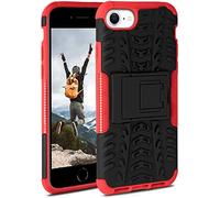 OneFlow Coque Compatible avec Apple iPhone SE (2020) - Coque extérieure Antichoc, étui de téléphone avec Support, Appareil Photo et Protection d'écran, étui Rigide, Vulcano - Rouge