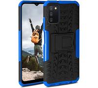 ONEFLOW Coque compatible avec Samsung Galaxy A03s - Coque extérieure antichoc, étui de téléphone avec support, appareil photo et protection d'écran, étui rigide, Horizon - Bleu