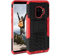 OneFlow Coque Compatible avec Samsung Galaxy S9 - Coque extérieure Antichoc, étui de téléphone avec Support, Appareil Photo et Protection d'écran, étui Rigide, Vulcano - Rouge