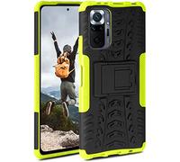 ONEFLOW Coque compatible avec Xiaomi Redmi Note 10 Pro - Coque extérieure antichoc, étui de téléphone avec support, appareil photo et protection d'écran, étui rigide, Lime - Vert
