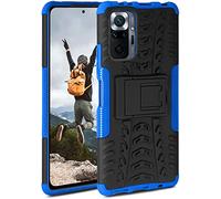 ONEFLOW Coque compatible avec Xiaomi Redmi Note 10 Pro - Coque extérieure antichoc, étui de téléphone avec support, appareil photo et protection d'écran, étui rigide, Horizon - Bleu
