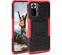 ONEFLOW Coque compatible avec Xiaomi Redmi Note 10 Pro - Coque extérieure antichoc, étui de téléphone avec support, appareil photo et protection d'écran, étui rigide, Vulcano - Rouge