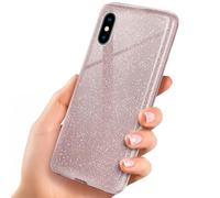 ONEFLOW Coque de protection à paillettes compatible avec Apple iPhone XS Max - Paillettes - Résistant aux chocs - En silicone - Fine - Diamant - Avec strass - Paillettes - Or rose