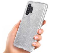 ONEFLOW Coque de protection à paillettes compatible avec Samsung Galaxy A32 5G - Coque de protection fine en silicone - Avec strass - Argenté