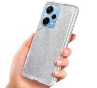 ONEFLOW Coque de protection à paillettes compatible avec Xiaomi Redmi Note 12 Pro+ 5G Coque de protection à paillettes en silicone fine pour téléphone portable avec strass Argenté