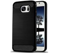 ONEFLOW® Coque de Protection Compatible avec Samsung Galaxy S7 | Effet Carbone/Aluminium brossé, Noir