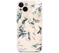 ONEFLOW Coque de protection fine pour iPhone 13, aspect floral, avec protection de l'appareil photo, motif floral, beige crème