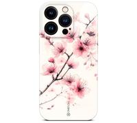ONEFLOW Coque de protection fine pour iPhone 14 Pro, aspect floral, avec protection de l'appareil photo, motif floral, rose et blanc